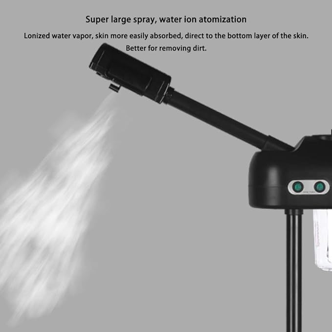 Professional Facial Steamer with Hot Mist, Face Steamer Machine for Esthetician, Home Salon Spa Facial Cleaning (Black)