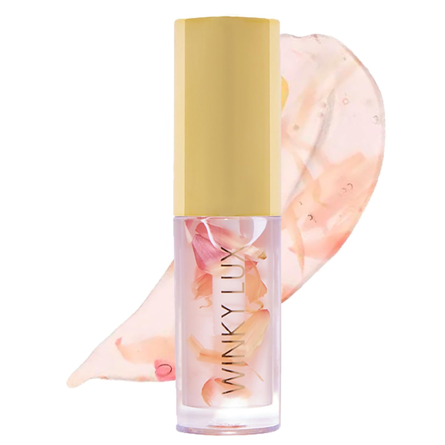 Winky Lux Flower Petal Lip Oil - Silky Shine & Hydrating Non Sticky Lip Gloss, Infused with Real Flower Petals & Nourishing Jojoba Oil, with Soft Vanilla Scent