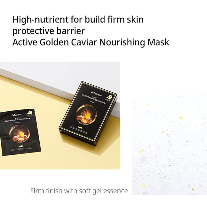 JM Solution Marine Luminous Pearl Deep Moisture 3 Step Skin Care Face Mask - Korean Skincare Facial Mask - boosting Brightening Moisturizing-10 Sheets for Dry Skin (Golden Cavior)