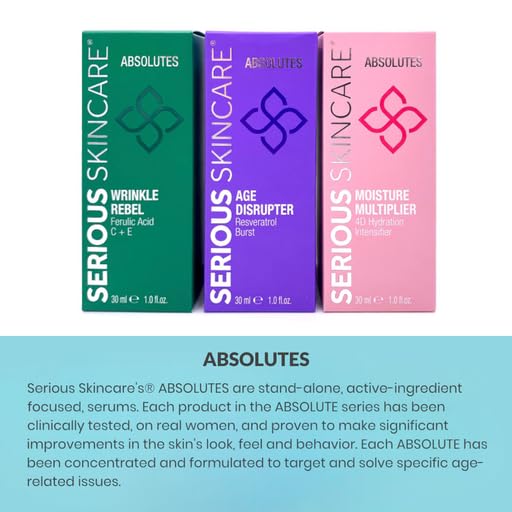 Serious Skincare Absolutes Age Disrupter Facial Treatment Serum with Resveratrol for Smooth & Radiant Skin - Grape Skin Stem Cells - Improve Elasticity - 1 oz.
