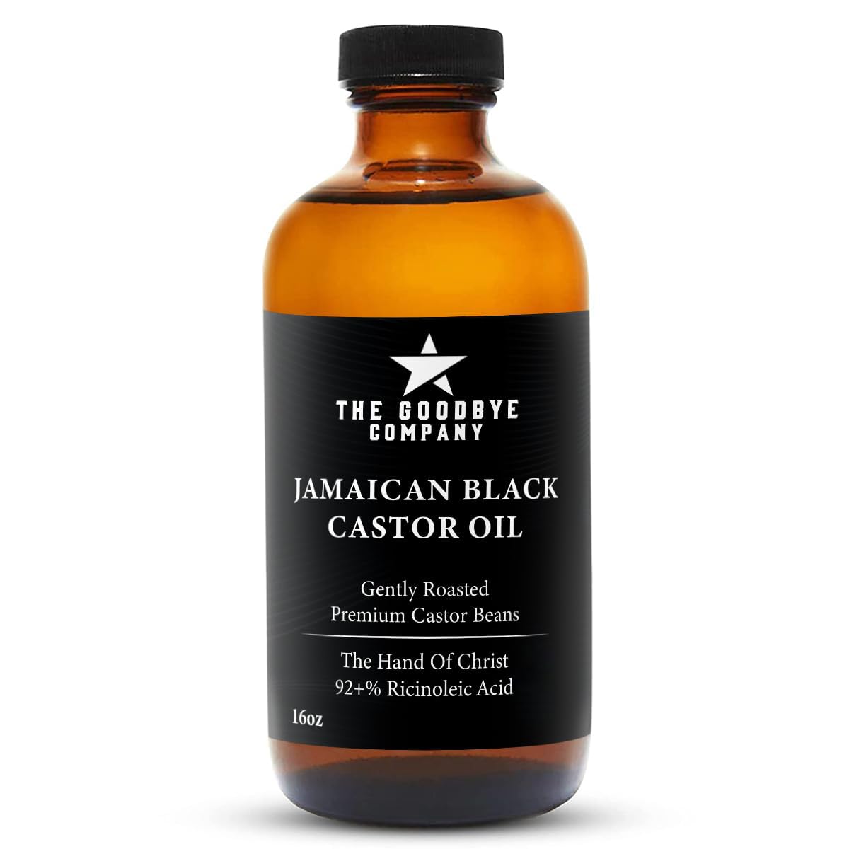 The Goodbye Company Black Castor Oil for Hair Growth – Organic, Cold-Pressed & Unrefined 100% Pure & Hexane-Free - Glass Bottle (450mL) Nourishing Oil for Eyebrow, Eyelash & Stronger Hair (16.9 oz)