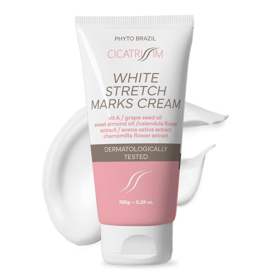 Cicatrissim White Stretch Mark Cream for White and Old Striae - Softens Stretch Marks, Evens Skin Tone, and Firms Skin - All Skin Types - 150g