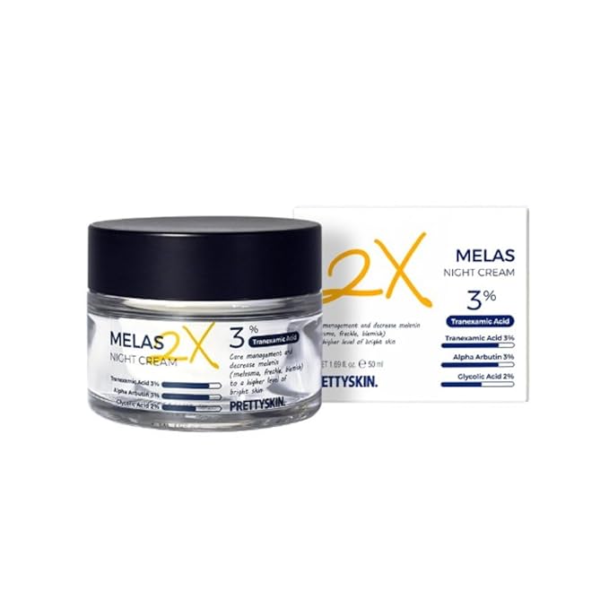 Melas 2X Night Cream for Dark Spots, Uneven Skin Tone & Texture – Hydrating Facial Moisturizer with Tranexamic Acid, Alpha Arbutin & Glycolic Acid, 1.69 fl oz
