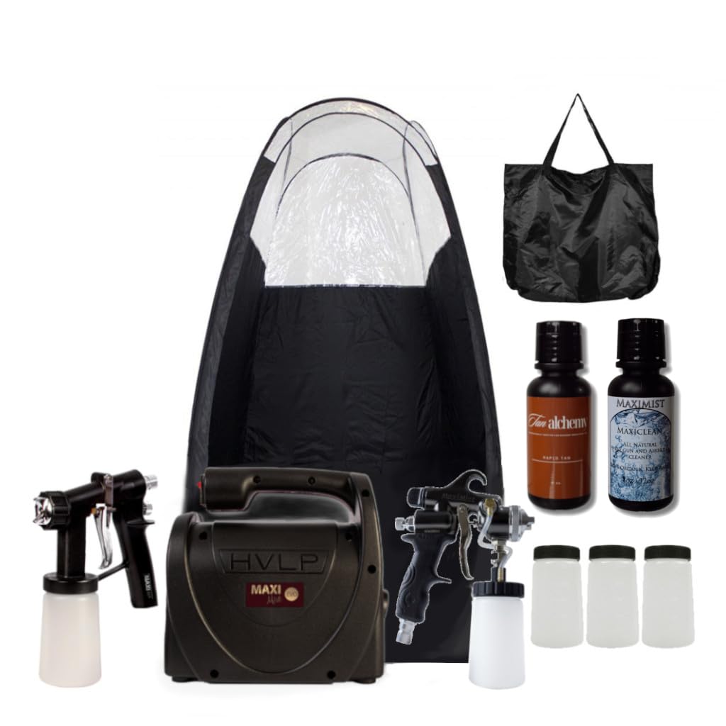 MaxiMist Elite Evo Pro Plus Professional Sunless Spray Tan Machine Kit with Black Tent and two sprayguns