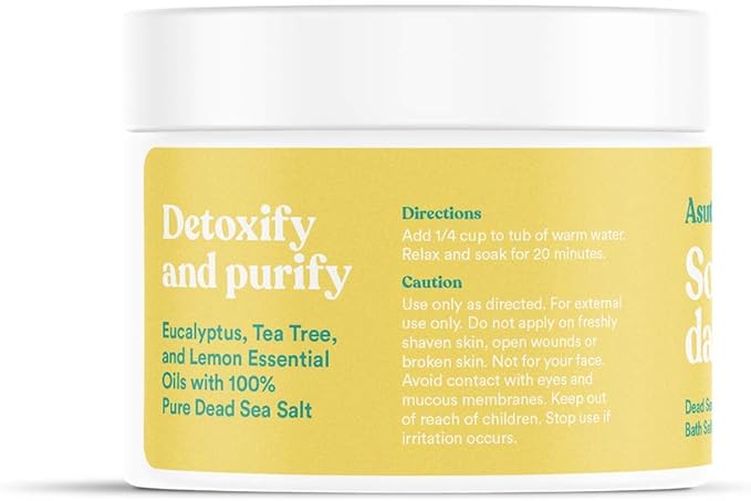 ASUTRA Dead Sea Bath Salts (Detox & Slim Down), 16 oz - Soak in Rich & Vital Healing Minerals - Purify & Energize with Eucalyptus, Sweet Orange, & Lemon Essential Oils