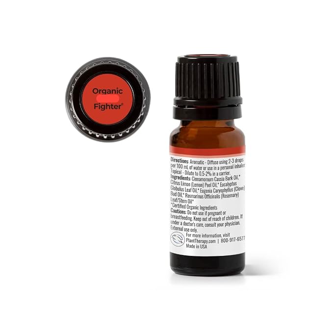 Plant Therapy Organic Fighter Essential Oil Blend 100% Pure, Undiluted, Therapeutic Grade 10 mL (1/3 oz)