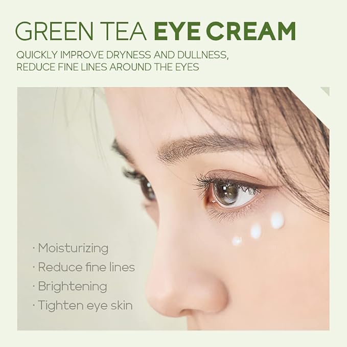 AKARY Green Tea Eye Care Cream Eliminate Eye Bag Dark Circles Tea Leaf Extract Eye Cream for Nourishing Eye Areas & Tightening the Skin