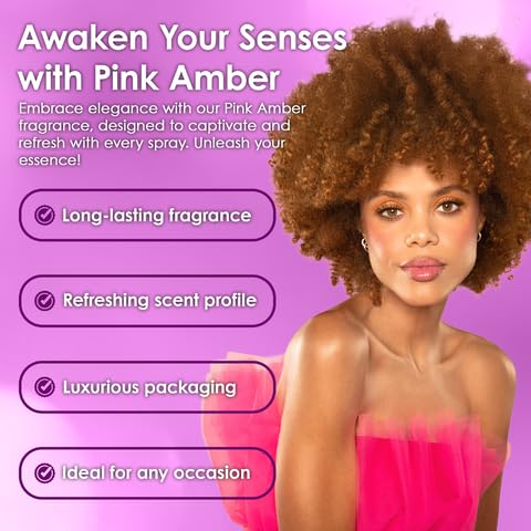 CANDIE'S Pink Amber Fragrance Mist - Sweet, Long-Lasting Perfume for Women, Luxurious All-Day Freshness, Ideal Body Cologne for Ladies, Feminine Scent, Lasts All Day, Must-Have Fragrance, 8.4 fl oz