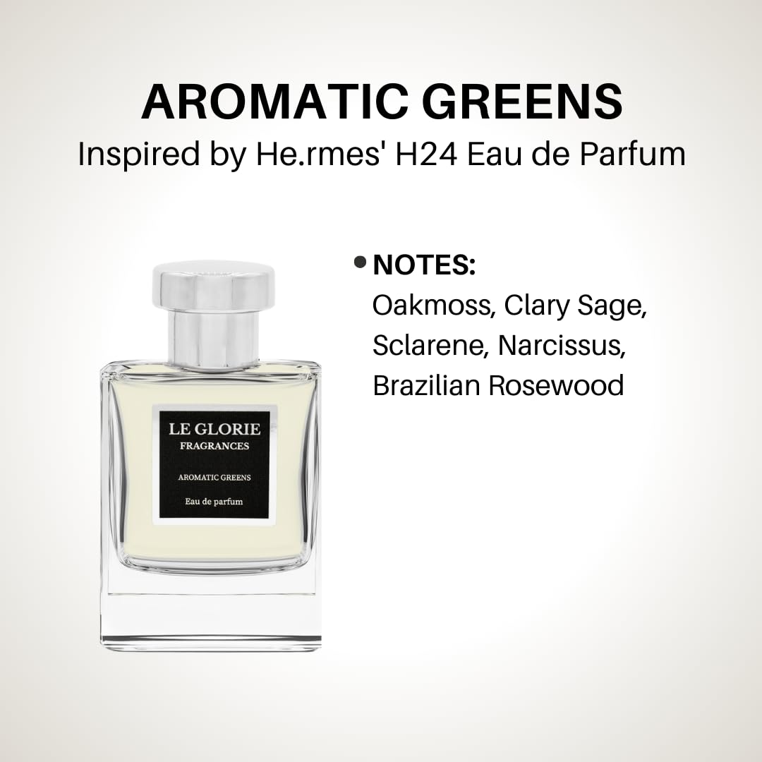 Inspired by He.rmes H24 EDP, Aromatic Greens Eau de Parfum, Long Lasting 12-14 Hours Perfume Spray for Men, Unisex, All Skin Types, Cruelty Free - 1.7 oz 50ml