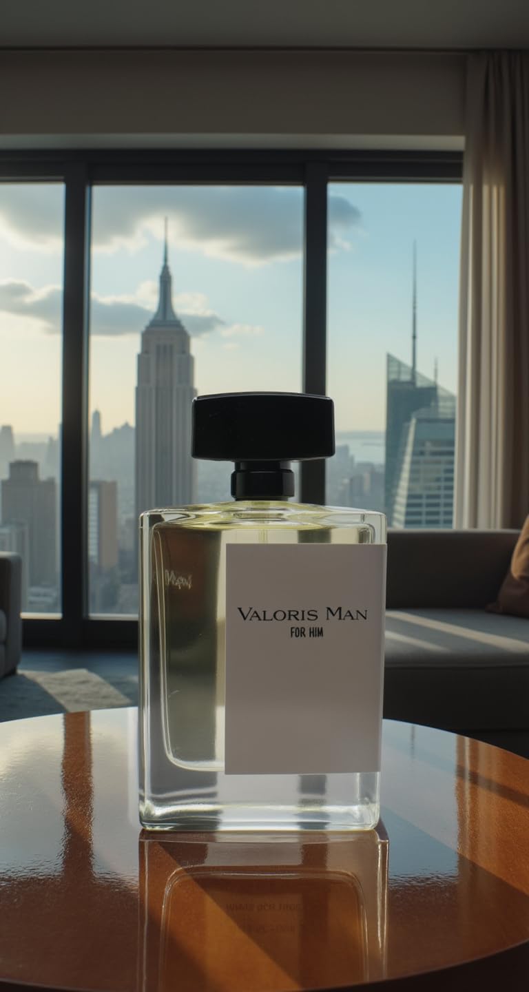 Valoris Man Eau de Parfum, Citrus and Spice Fragrance with Leather and Musk Notes