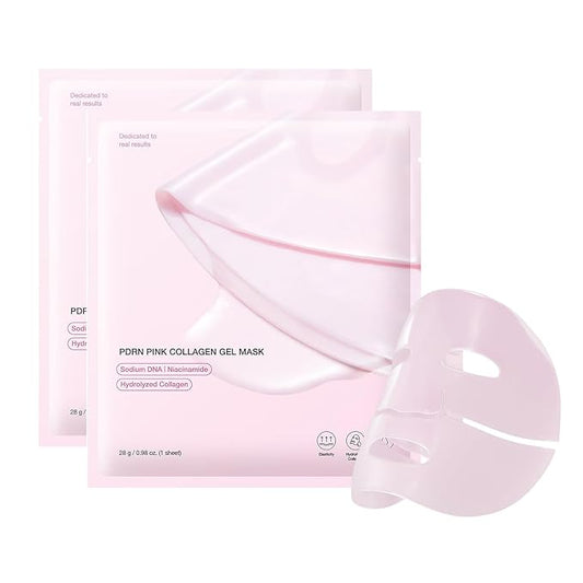Pink collagen face mask,skin care jelly gel mask,overnight face mask for glass glow skin- elasticity, hydrating, firming and moisturizing,Pore Minimizing, Elasticity Improvement 2Pcs