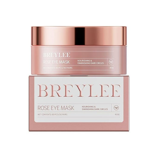 BREYLEE Rose Eye Mask - 60 Pcs, Under Eye Patches with Collagen & Hyaluronic Acid, Treat Puffy Eyes, Dark Circles, Wrinkles & Fine Lines, Smoothing Skin Care for Women & Men