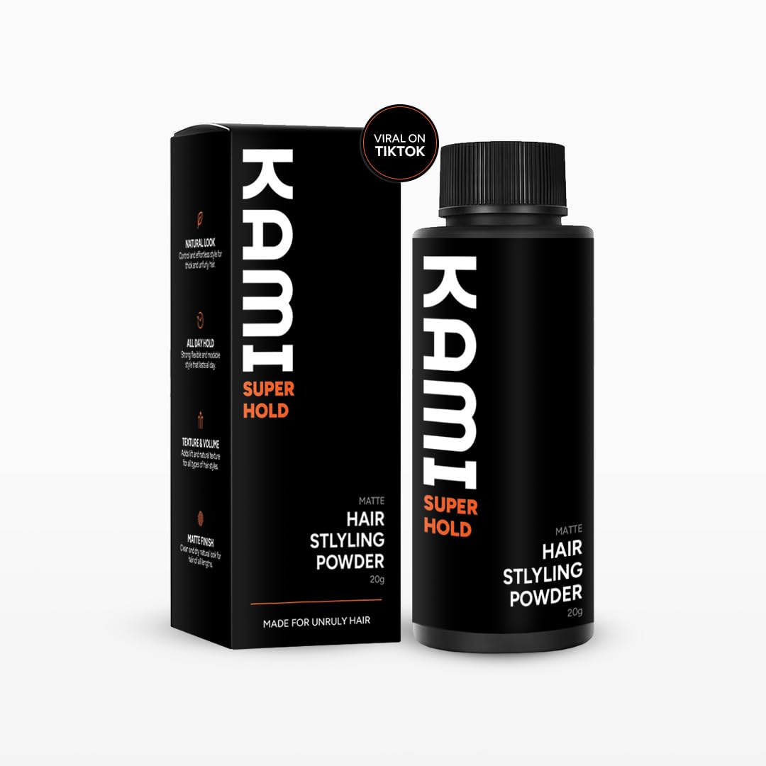 Kami Hair Texture Powder for Men - Strong Hold & Volume Powder - Texturizing Hair Product for Men’s Styling, Matte Finish, All-Day Hold for Thick Hair
