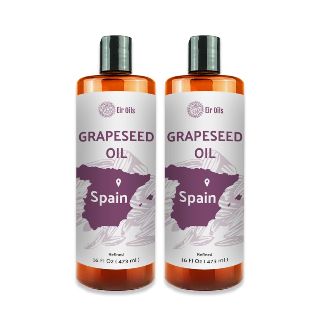 Grapeseed Oil - Pure Grapeseed oil for Skin - 100% Pure Carrier Oil for Hair, Face, and Skin - Direct from EIR Oils in the Beautiful Spanish Countryside (32 oz)