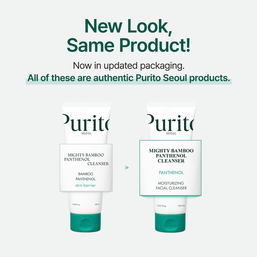 PURITO Mighty Bamboo Panthenol Cleanser, Gentle Face Wash for Moisturizing, Makeup Remover, for Sensitive Skin, Vegan & Cruelty-Free Face Cleanser150ml / 5.07 fl. Oz.