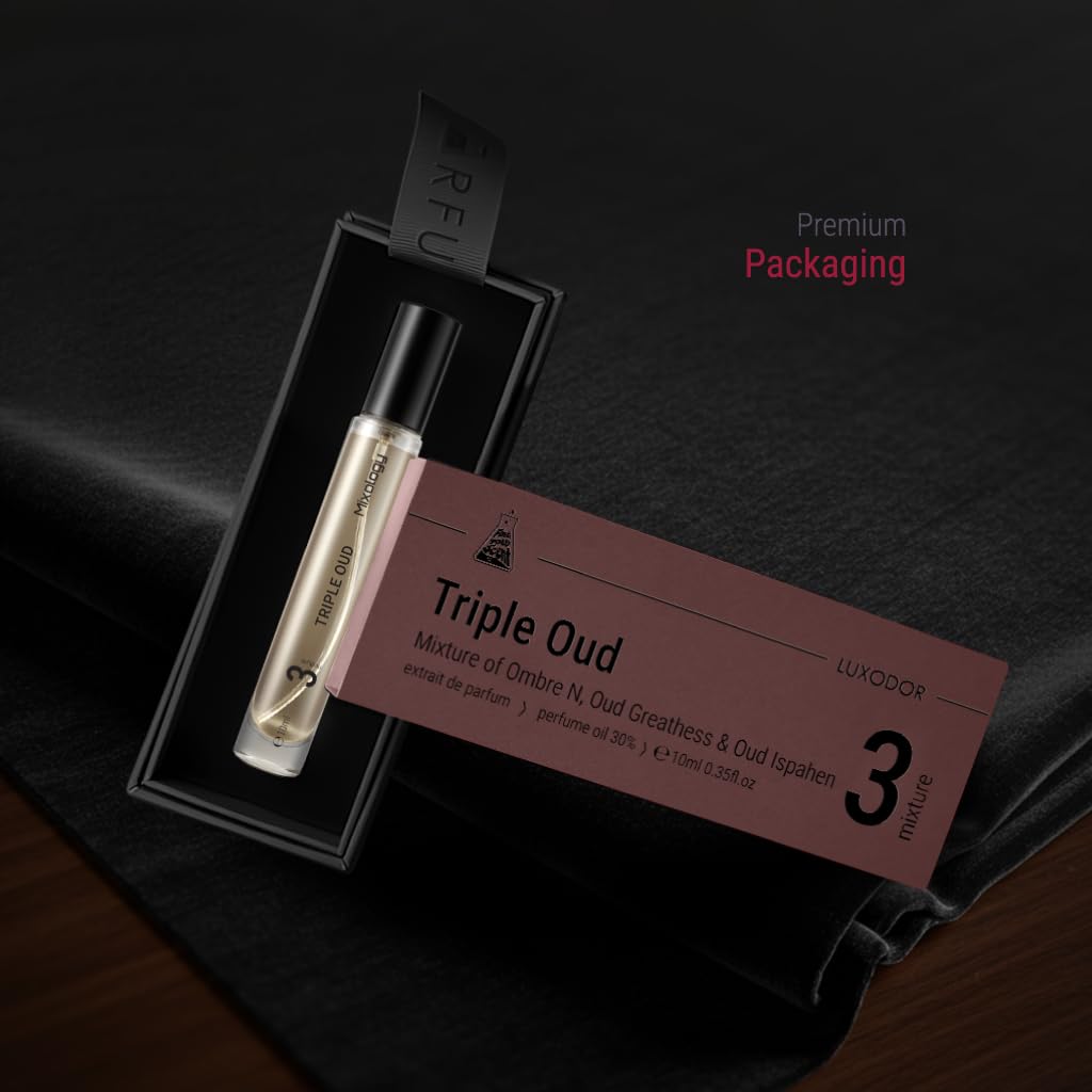 Tripe Oud Mixology Eau de Parfum - Mixture of Ombr Nomad, I.spahan and Oud For Greatness, Unisex Perfume 0.34 Fl Oz (10ml)