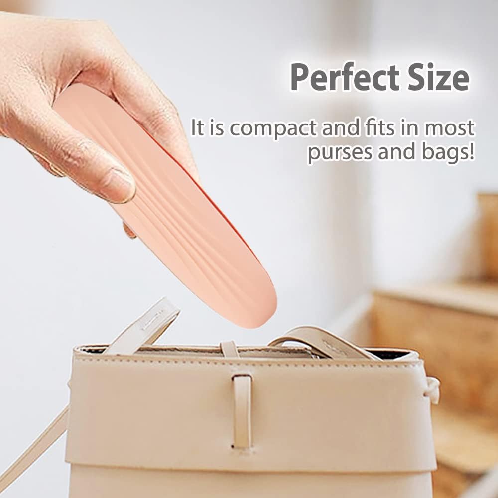 Travel Makeup Brush Holder Silicon Trendy Portable Soft Sleek Cosmetic Face Makeup Tools Organizer Container Small Case for Travel (BRUSHES NOT INCLUDED) (pink-1pcs)