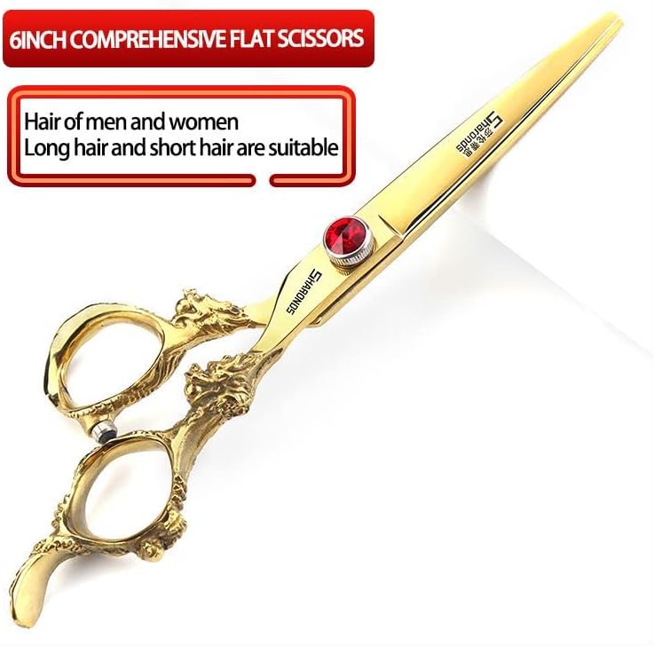 6 inch /7 inch salon professional salon scissors salon hairdresser hair cutting hairstyle pruning tools Japan 440c high hardness stainless steel golden (6 inch 2pcs)
