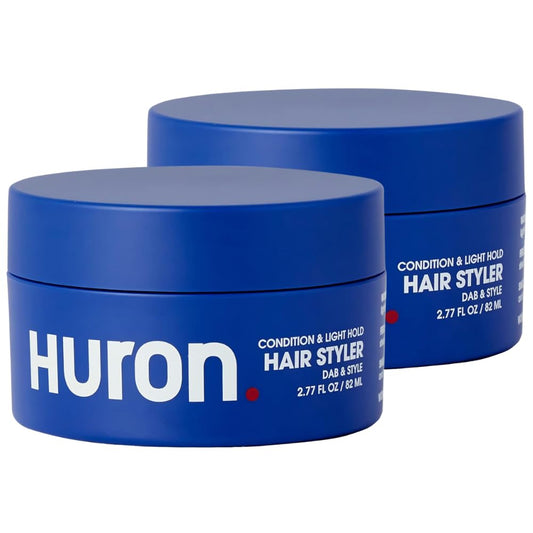 Huron Men’s Pomade – Conditioning & Light Hold Hair Styler – Versatile Grooming Cream for Smooth, Flexible Style with Matte Finish – 2.7 oz (2 Pack)