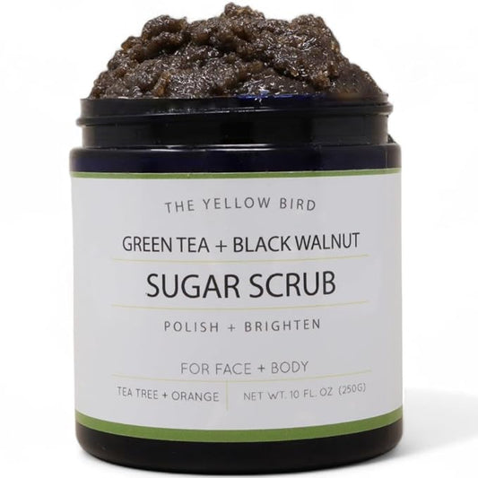 Natural Green Tea Sugar Scrub. Face, Body, and Foot Exfoliator. Helps with Moisturizing, Acne, Celluite, Wrinkles, and Exfoliating Dead Skin.