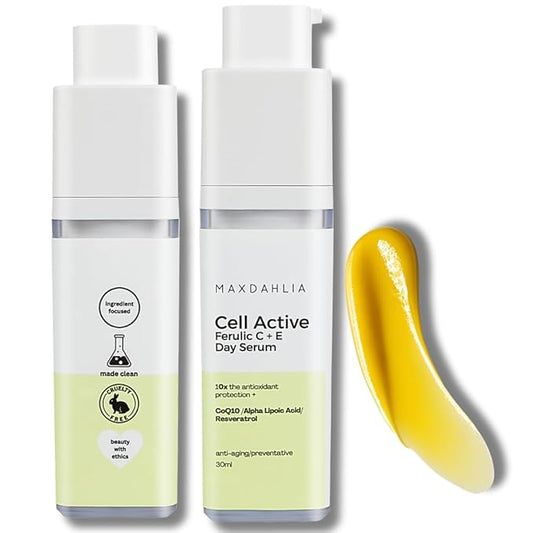 Vitamin C+E Ferulic Acid Serum – Brightening Anti-Aging Face Serum with CoQ10, Niacinamide & Resveratrol – Targets Wrinkles, Hydrates, Evens Tone – Clean, Lightweight, All Skin Types