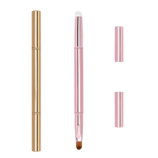 Unaone 2Packs Lip Brush for Lipstick, Dual-Ended Silicone & Bristle Tips Lip Makeup Brush, Lipstick Brush for Lip Gloss