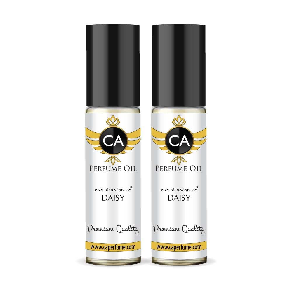 CA Perfume Impression of Daisy For Women Floral Woody Musk Fragrance Body Oil Alcohol-Free Travel Size Concentrated Long Lasting Pure Attar Roll-On 0.3 Fl Oz- Pack of 2