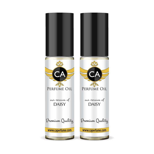 CA Perfume Impression of Daisy For Women Floral Woody Musk Fragrance Body Oil Alcohol-Free Travel Size Concentrated Long Lasting Pure Attar Roll-On 0.3 Fl Oz- Pack of 2