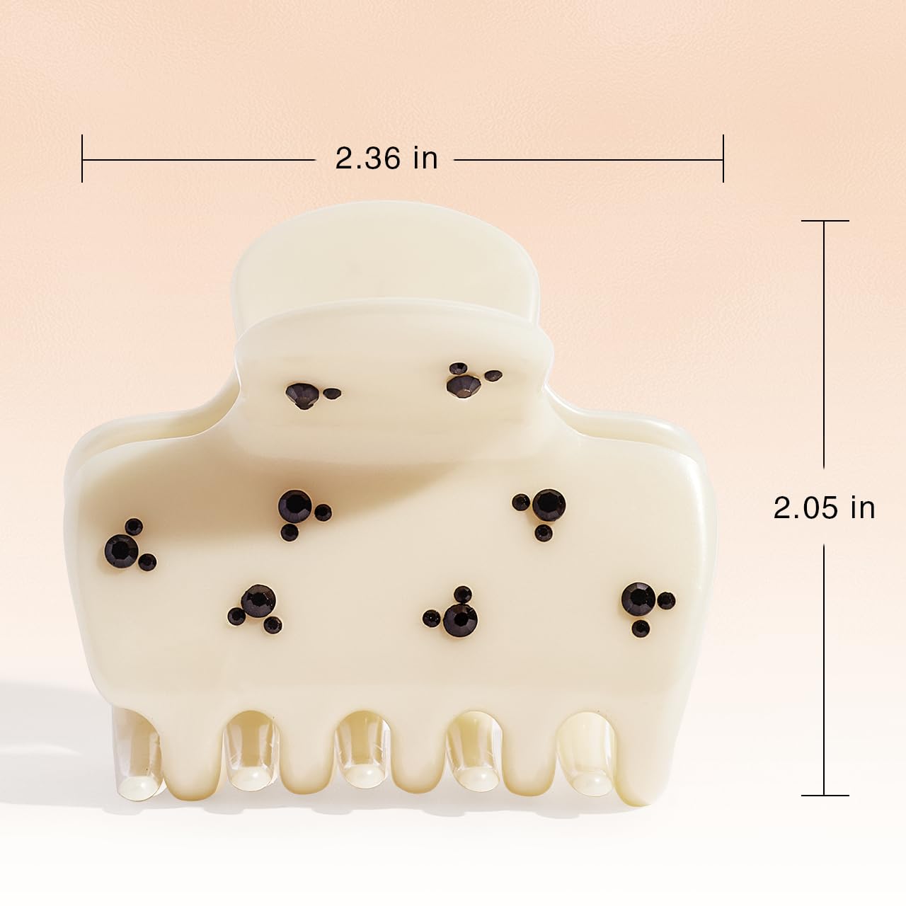 Kitsch & Mickey/Minnie Hair Claw with Rhinestones, Cute and Elegant Claw Clips for Girls, Great for All Hair Types, Recycled Plastic | Ideal Gifts for Women - 1pc (Cream)