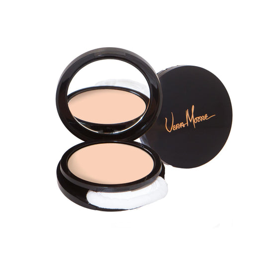Vera Moore Matte Pressed Powder, Makeup Setting Compact Powder, Face Powder for Full Coverage with Flawless Finish, Shine, Matte Finish for All Skin Types (Shell, 12.5g)