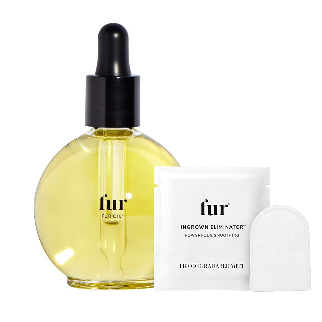 Fur Oil - Prevent Ingrown Hairs - Moisturize and Soften Dry Skin - 2.5fl oz with Ingrown Eliminator Mitt