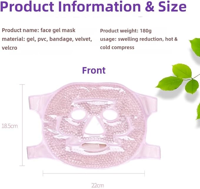 2 PCS Gel Mask,Reusable,Face & Eye Mask with Hole,Dark Circles,Dry Eyes,DeepSleep,Headaches,Puffiness,Stress,migraines,Eye Bags.Allergies,Sinus discomfort,migraines (03-Pink)