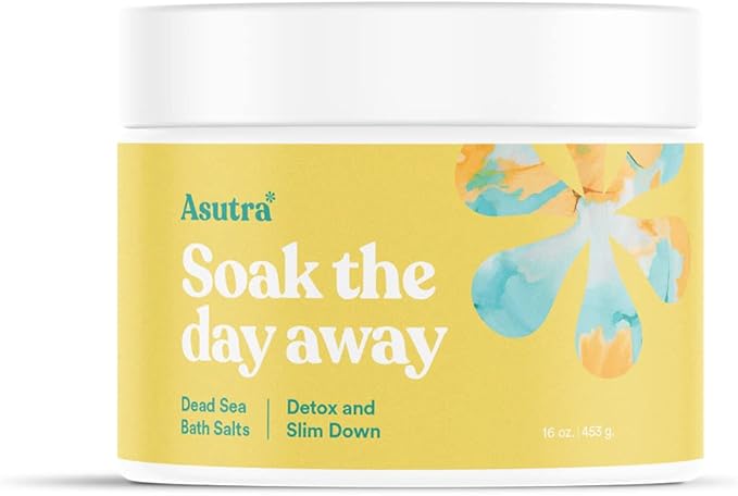 ASUTRA Dead Sea Bath Salts (Detox & Slim Down), 16 oz - Soak in Rich & Vital Healing Minerals - Purify & Energize with Eucalyptus, Sweet Orange, & Lemon Essential Oils