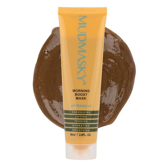 MUDMASKY Morning Boost Mask 60ml – Energizing Clay Face Mask for Beauty & Skin Care, Hydrating & Lifting with Coffee, Moroccan Lava Clay, Indonesian Flowers – Moisturizing & Smoothing