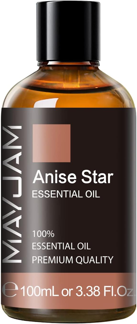 Anise Star Essential Oil, MAYJAM Pure Anise Star Oils for Diffusers, 3.38FL.OZ/100ML Star Anise Essential Oil with Premium Glass Dropper, Anise Oil