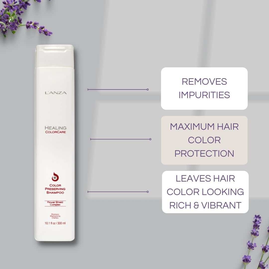 L'ANZA Healing Colorcare Shampoo, Color-Safe Repairing Cleanse for Dry, Damaged or Treated Hair, Anti-Fade Formula Smooths, Moisturizes, Adds Vibrance & Shine, Sulfate Free (1.7 Fl Oz)