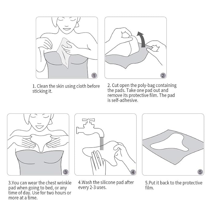 Chest Wrinkle Pads, 2 Pack, Resuable Sleep Patches Silicone Patches for Wrinkles, Anti Chest Wrinkles from Side Sleeping