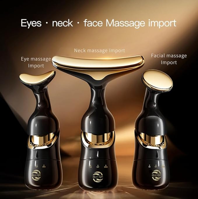 3 Head, Anti-Wrinkle, Tightening, Beautifying, Face and Neck Multi Functioning Vibrating Massager. Battery Operated. Convenient Storage Bag for Ease of Travel.