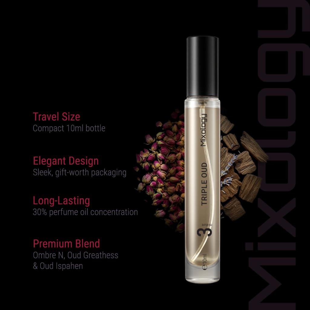 Tripe Oud Mixology Eau de Parfum - Mixture of Ombr Nomad, I.spahan and Oud For Greatness, Unisex Perfume 0.34 Fl Oz (10ml)