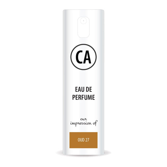 CA Perfume Impression of Oud 27 Unisex Eau De Parfum Amber Woody Scent Long Lasting Unisex Fragrance Travel Size TSA Ready for Day and Night Wear 0.33 Fl Oz 10ml