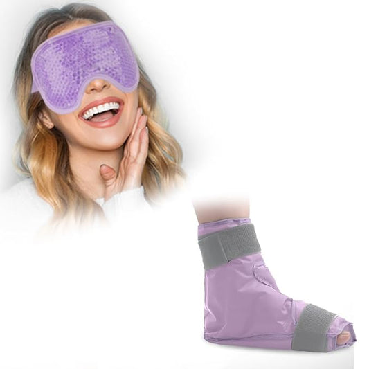 NEWGO Bundle of Cooling Eye Mask and Foot Ice Pack Purple