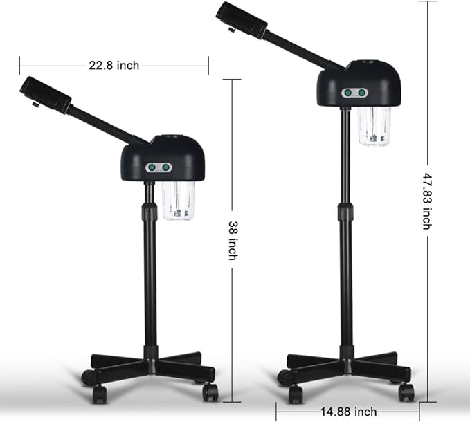 Professional Facial Steamer with Hot Mist, Face Steamer Machine for Esthetician, Home Salon Spa Facial Cleaning (Black)