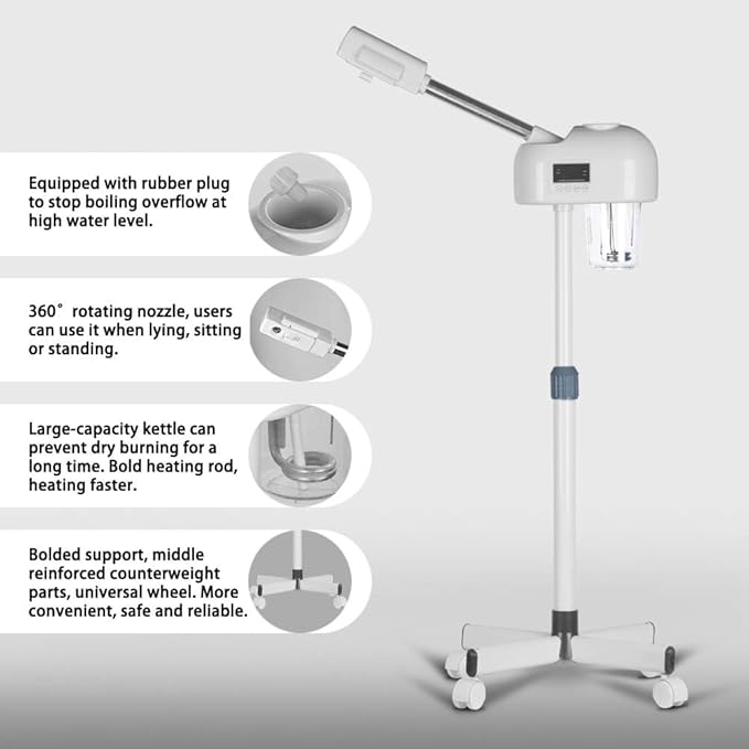 Professional Face Steamer, Hot Mist Spray, Facial Steamer with LCD Touch Screen for SPA & Home, Noise Free, White