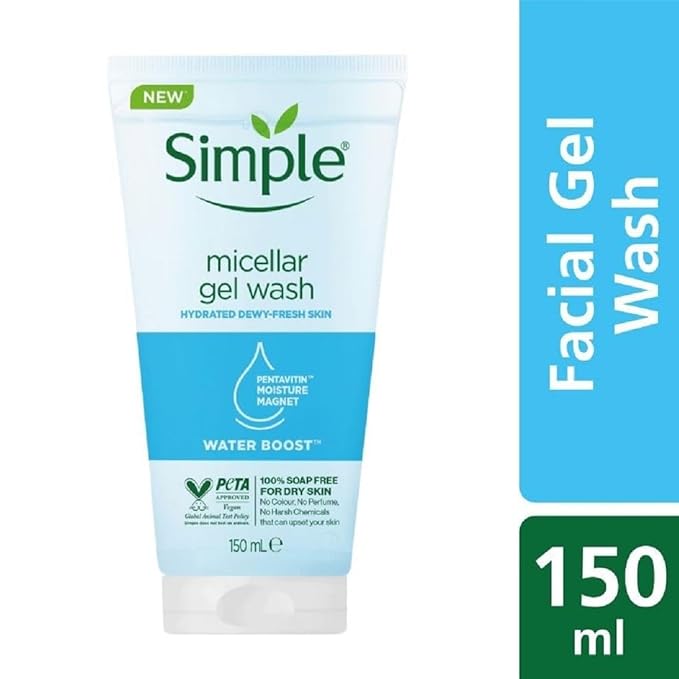 Simple Water Boost Micellar Gel Facial Wash, 5 Oz (150 ML) (1 Count)