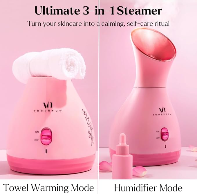 Facial Steamer Spa Kit with Complimentary 6 Skin Care Tools | Face Steamer for Facial Deep Cleaning with Towel Warmer & Humidifier Mode| Self Care Gifts for Women, Spa Gifts, Birthday Gifts for Women