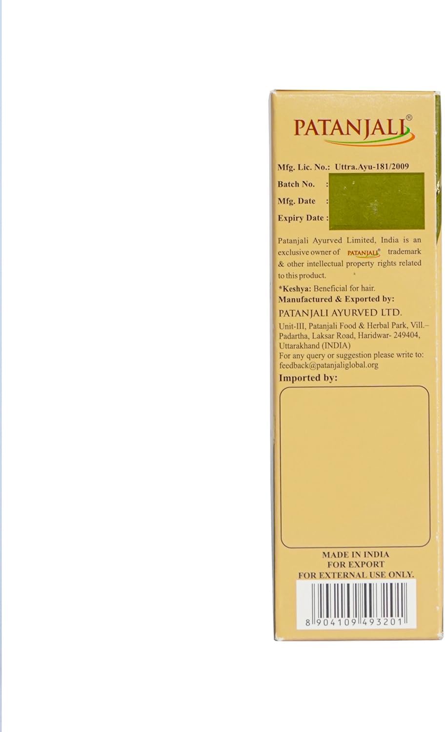 Patanjali kesh Kanti herbal Hair Expert Oil - 100ml / 3.38 fl oz