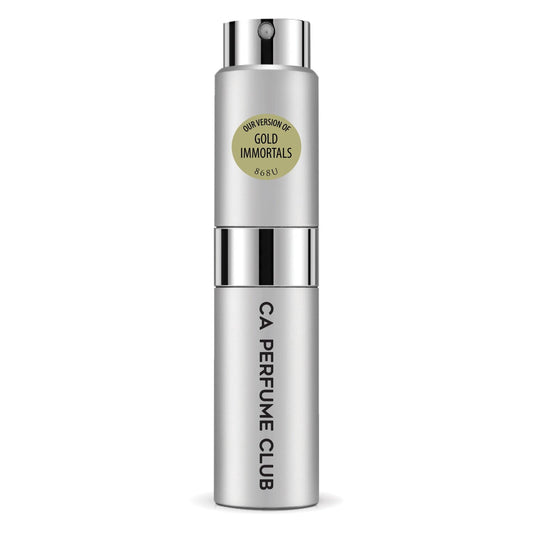 CA Perfume Impression of Gold Immortals for Women and Men Amber Floral Scent Long Lasting Unisex Fragrance Eau De Parfum Travel Size Refillable Atomizer Spray 0.27 Fl Oz 8ml
