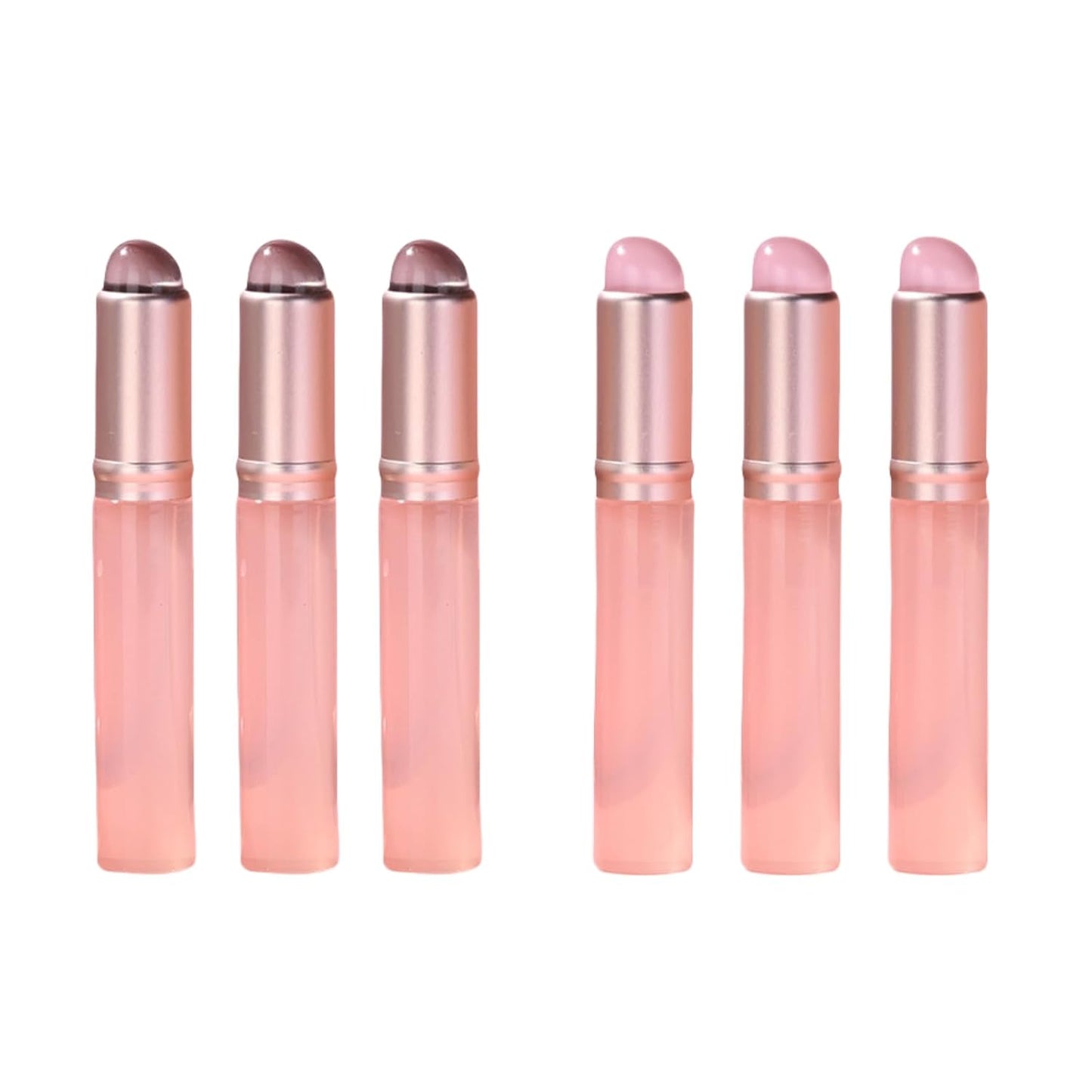 6 PCS Silicone Lip Applicator, Lip Balm Brush with Cap for Lipstick Lip Gloss(Pink & Gray)
