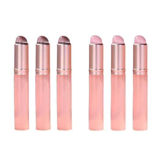 6 PCS Silicone Lip Applicator, Lip Balm Brush with Cap for Lipstick Lip Gloss(Pink & Gray)