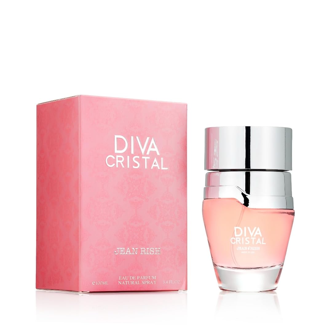 Jean Rish Diva Cristal Perfume for Women, Eau De Parfum (3.4 Fl Oz / 100ml) with Lychee, Turkish Rose, Cashmeran Notes - Long Lasting and Luxury Fragrance, Made in USA